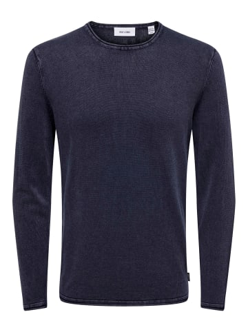 Only&Sons Lässiger Feinstrick Pullover Washed Design Rundhals Sweater in Blau