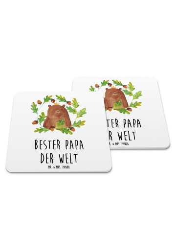 Mr. & Mrs. Panda Untersetzer für Gläser Bär König mit Spruch in Weiß