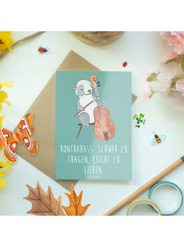 Mr. & Mrs. Panda Beileidskarte Kontrabass Liebe mit Spruch in Meeresbrise