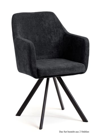 58 aufm Kessel ARMLEHNSTUHL drehbar (2er-Set) Devka 57x87x60 Schwarz/Anthrazit