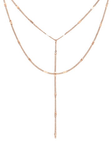 Hey Happiness Vergold. Y Kette Doppelreihig Edelstahl in Rosegold