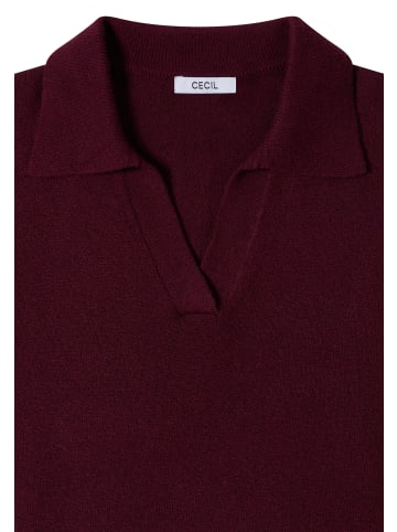 Cecil Langarm Strickpullover mit Polokragen in Red Wine