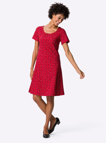 Sieh an! Jerseykleid in erdbeere-ecru-bedruckt