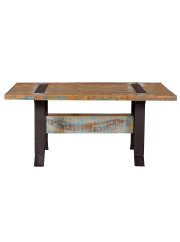 Giner y Colomer Esstisch aus recyceltem Holz und Eisen-Basis in Multicolored