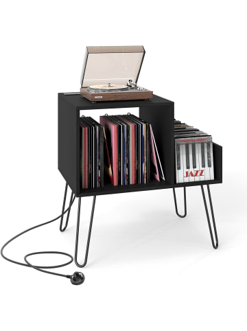 COSTWAY Beistelltisch mit Ladestation in Schwarz