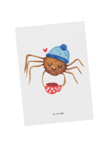 Mr. & Mrs. Panda Postkarte Spinne Agathe Kaffee ohne Spruch in Weiß