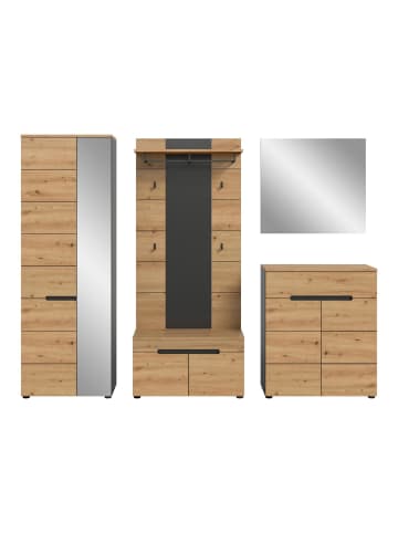 ebuy24 Garderobenmöbel Canu (5-teilig) Eiche 255 x 37 cm