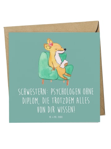 Mr. & Mrs. Panda Klappkarte Schwestern Psychologen mit Spruch in Meeresbrise