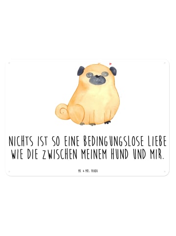 Mr. & Mrs. Panda tafel Mops mit Spruch in Weiß