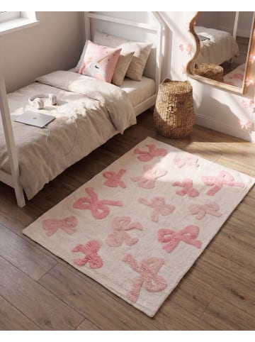 Beliani Kinderteppich FITA in Weiß/Rosa - (W) 90 x (L) 130 cm
