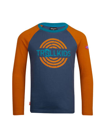 Trollkids Longsleeve "Preikestolen" in Mittelblau/Marineblau