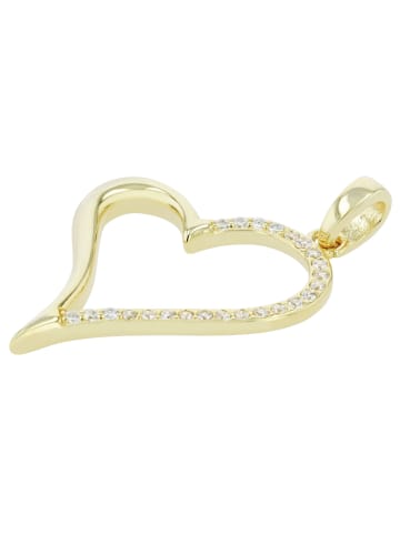 Adeliás Damen Anhänger – Herz Herzanhänger aus 925 Silber mit Zirkonia in gold