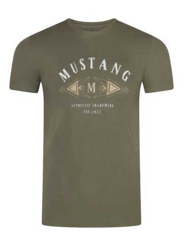 Mustang T-Shirt Basic Print Tee in Oliv