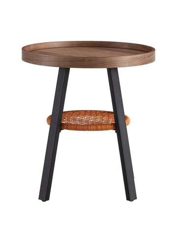 home24 home24 Beistelltisch aus furniertem MDF & Metallgestell in Walnuss in Walnuss