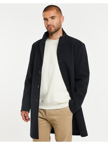 Threadbare Wollmantel THB  LUXE Jacket Funnel in blau-schwarz