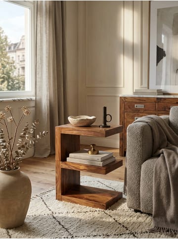 KADIMA DESIGN Couchtisch E-Cube | Sheesham Massiv, 60cm, Landhausstil, Braun in Braun