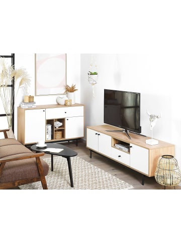 Beliani TV-Möbel ITACA in Weiß/Braun/Schwarz - (W) 163 x (H) 50 x (L) 40 cm