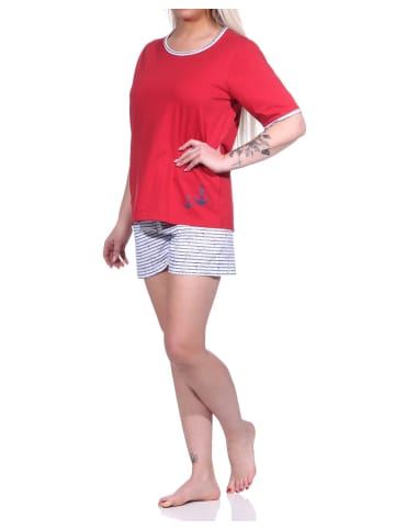 NORMANN Shorty Pyjama kurzarm Schlafanzug Streifen - 74347 in rot