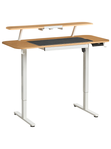 Beliani Höhenverstellbarer Schreibtisch WILBANKS in Braun/Weiß