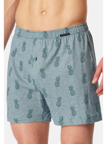 Schiesser Boxershorts Singel-Jersey in Dunkelblau / türkis