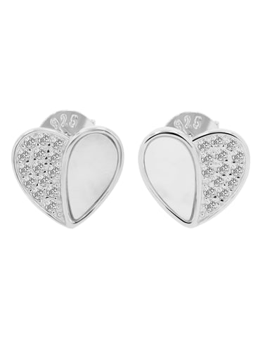 Adeliás Damen Ohrringe – Ohrstecker aus 925 Silber mit Perlmutt in silber