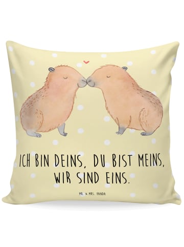 Mr. & Mrs. Panda 40x40 Kissen Capybara Liebe mit Spruch in Gelb Pastell