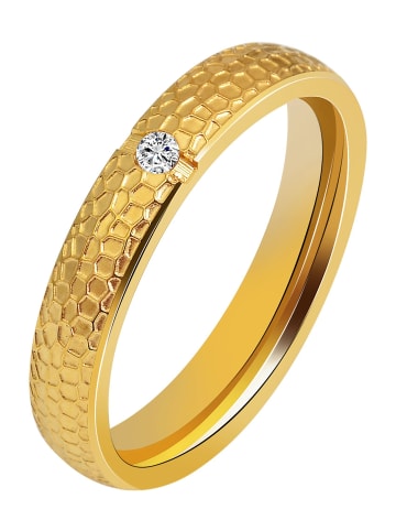 Adeliás Damen Ring aus Edelstahl mit Strass Steinchen in gold