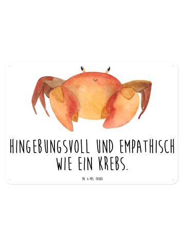 Mr. & Mrs. Panda Blechschild Sternzeichen Krebs mit Spruch in Weiß