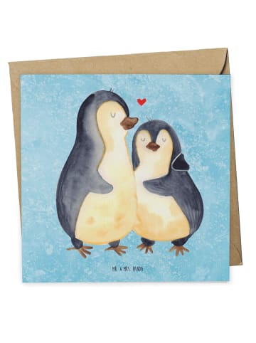 Mr. & Mrs. Panda Deluxe Karte Pinguin umarmen ohne Spruch in Eisblau