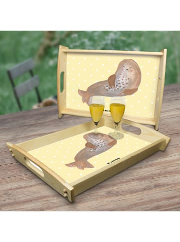 Mr. & Mrs. Panda Tablett Robbe Lachen ohne Spruch in Gelb Pastell