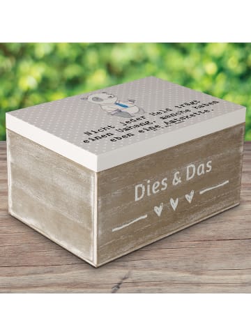 Mr. & Mrs. Panda Erinnerungsbox Bürgermeister Held mit Spruch in Grau Pastell