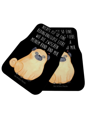 Mr. & Mrs. Panda Auto Fußmatte Mops mit Spruch in Schwarz