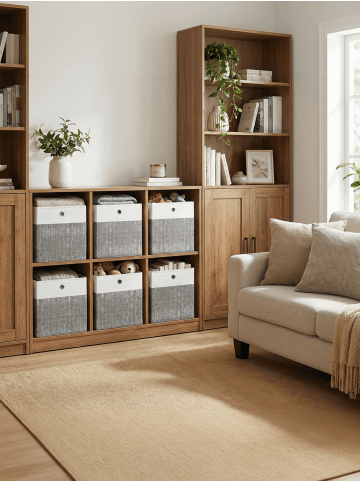 SONGMICS 6er-Set: Aufbewahrungsbox Tina in Weiß-Grau - (B)33 x (H)33 x (T)33 cm