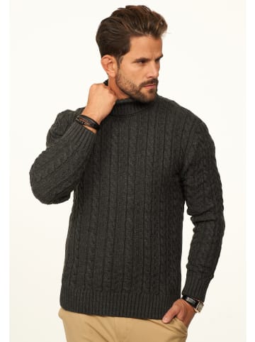 DAILY COTTON Strickpullover - als Grobstrick Pulli mit Zopfmuster für Herren in Anthra