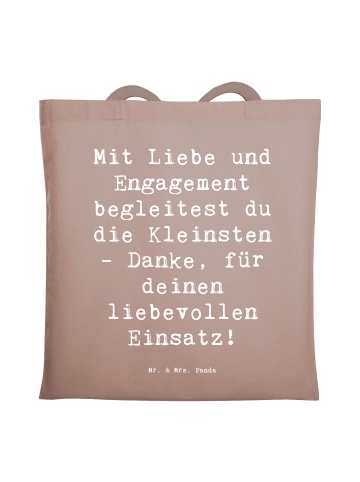 Mr. & Mrs. Panda Tote Bag Spruch Liebevolle Erzieher mit Spruch in Braun Pastell