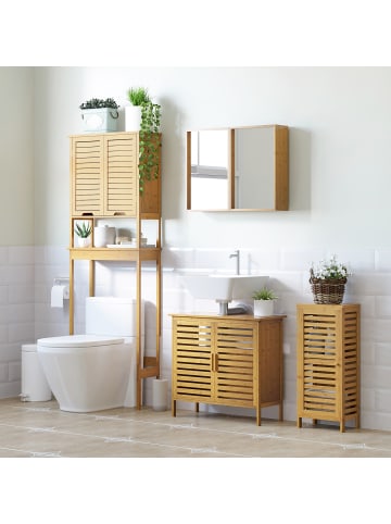 Kleankin Badezimmerschrank-30L x 19,9B x 70H cm-Naturholz