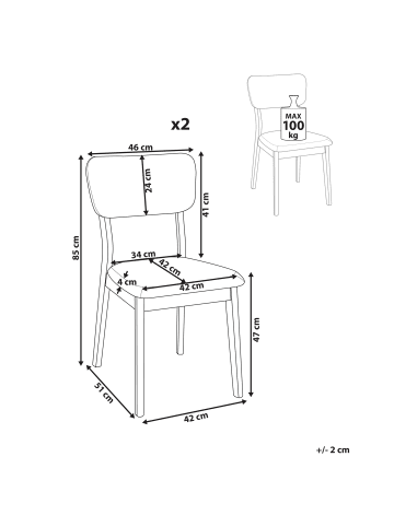 Beliani 2er-Set Esszimmerstuhl MINIER in Braun/Beige