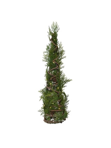 MARELIDA LED Minibaum Tischbaum kleine braune Zapfen 20LED  55cm Timer Batterie in grün