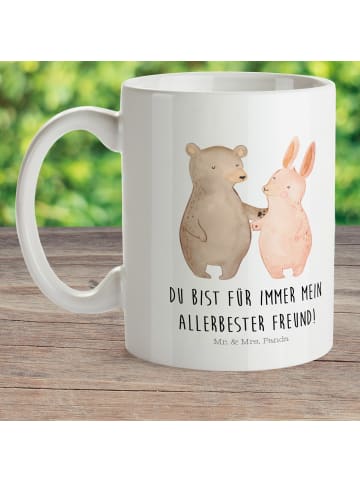 Mr. & Mrs. Panda Becher Bär und Hase Umarmen mit Spruch in Weiß