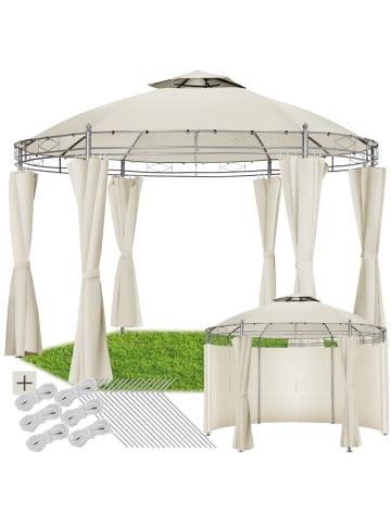 tectake Gartenpavillon Siana inklusive Spannseilen und Heringen, creme