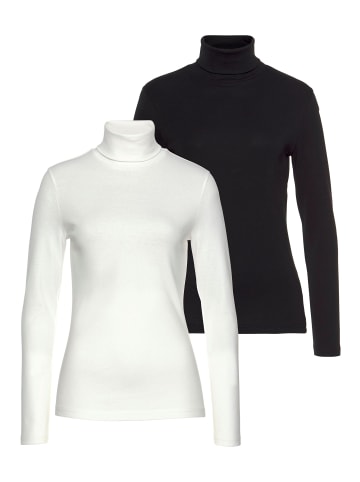 FLASHLIGHTS Rollkragenshirt in wollweiß, schwarz