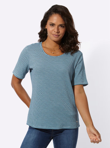 WITT WEIDEN Kurzarmshirt in marine-weiß-gemustert