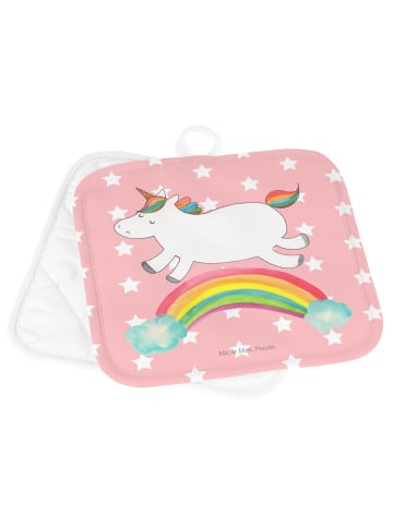 Mr. & Mrs. Panda 2er Set Topflappen  Einhorn Regenbogen ohne Spruch in Rot Pastell