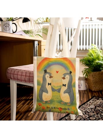Mr. & Mrs. Panda Tote Bag Pinguine Gay Pride Design ohne Spruch in Weiß