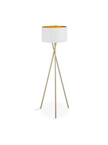 relaxdays Stehlampe in Gold/ Weiß - (H)148,5 x Ø 53,5 cm