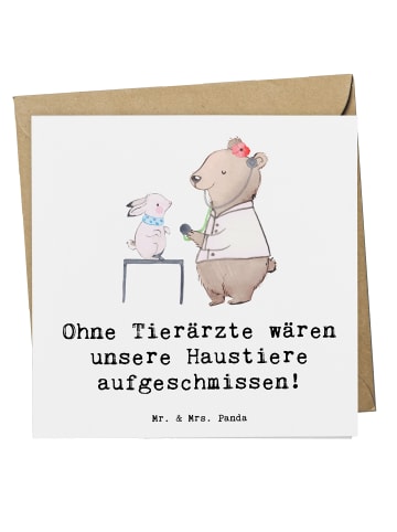 Mr. & Mrs. Panda Einladungskarte Tierarzt Helden mit Spruch in Weiß