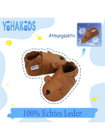 Yihakids Baby Krabbelschuhe aus Leder, weiche Lauflernschuhe mit rutschfester Sohle