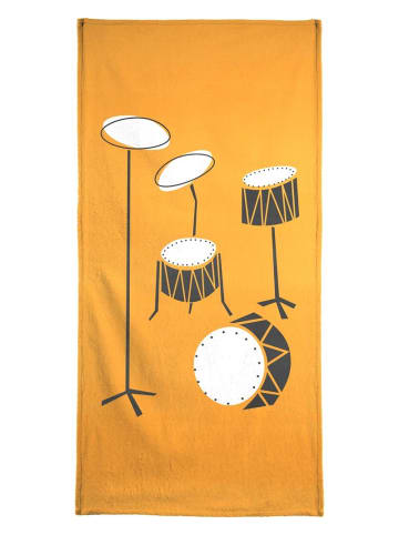 Juniqe Handtuch "Drums" in Grau & Orange