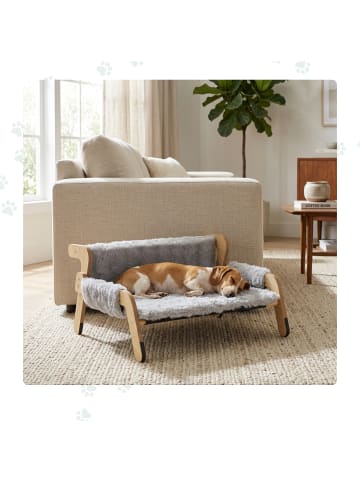 relaxdays Katzenbett in Grau/ Natur - (B)53 x (H)28,5 x (T)45,5 cm