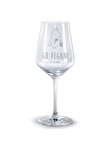 Mr. & Mrs. Panda Rotweinglas mit Gravur Einhorn Vegan mit Spruch in Transparent